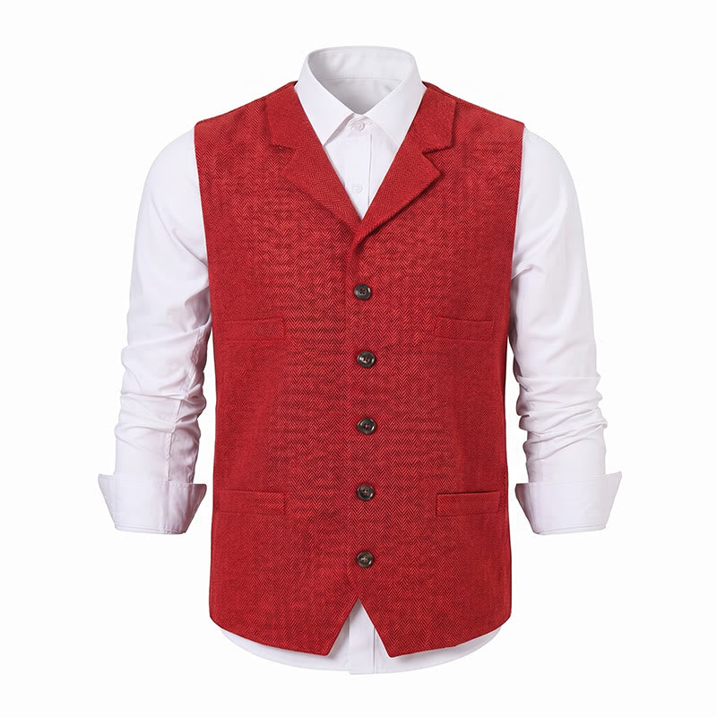 Gilet de costume pour homme en tissu à chevrons avec chaîne décorative - image 26