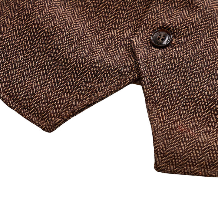 Gilet de costume pour homme en tissu à chevrons avec chaîne décorative - image 20