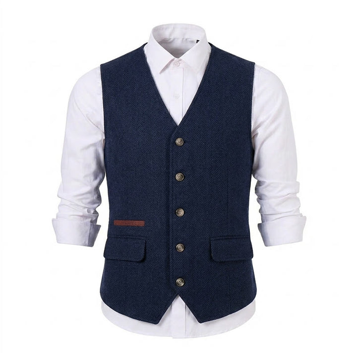 Gilet de costume épais décontracté à chevrons britanniques pour homme - image 25