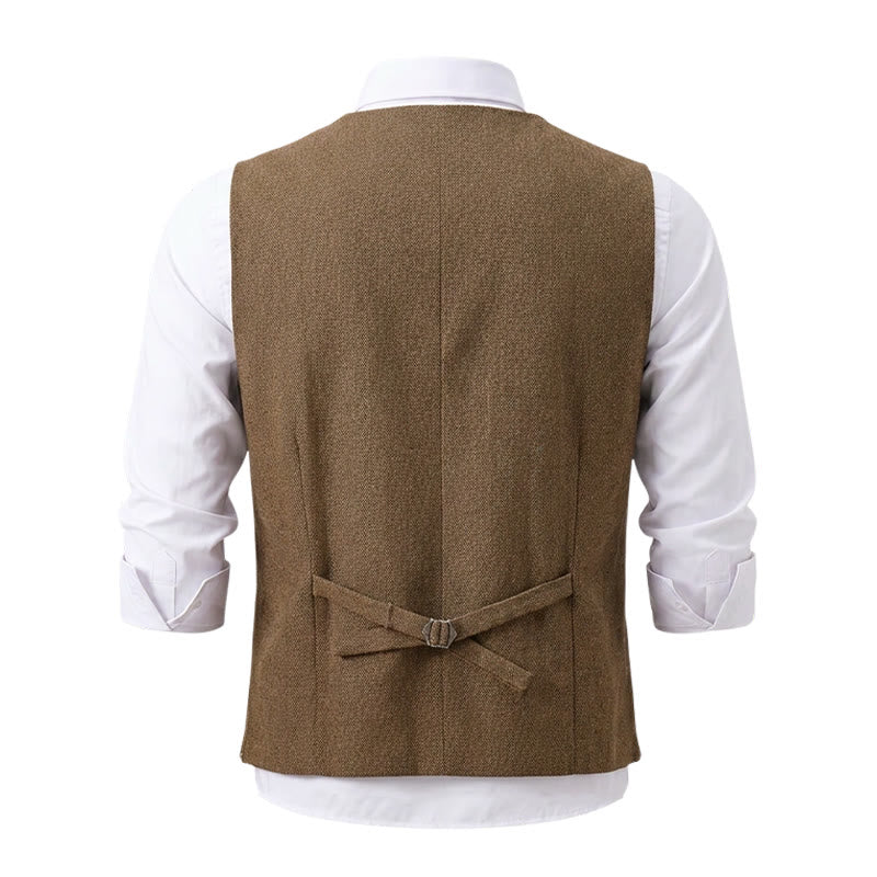 Gilet de costume épais décontracté à chevrons britanniques pour homme - image 23