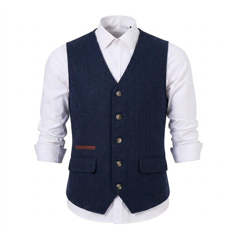 Gilet de costume épais décontracté à chevrons britanniques pour homme - image 25