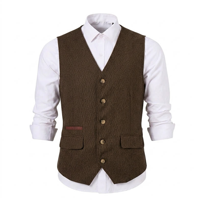 Gilet de costume épais décontracté à chevrons britanniques pour homme - image 36