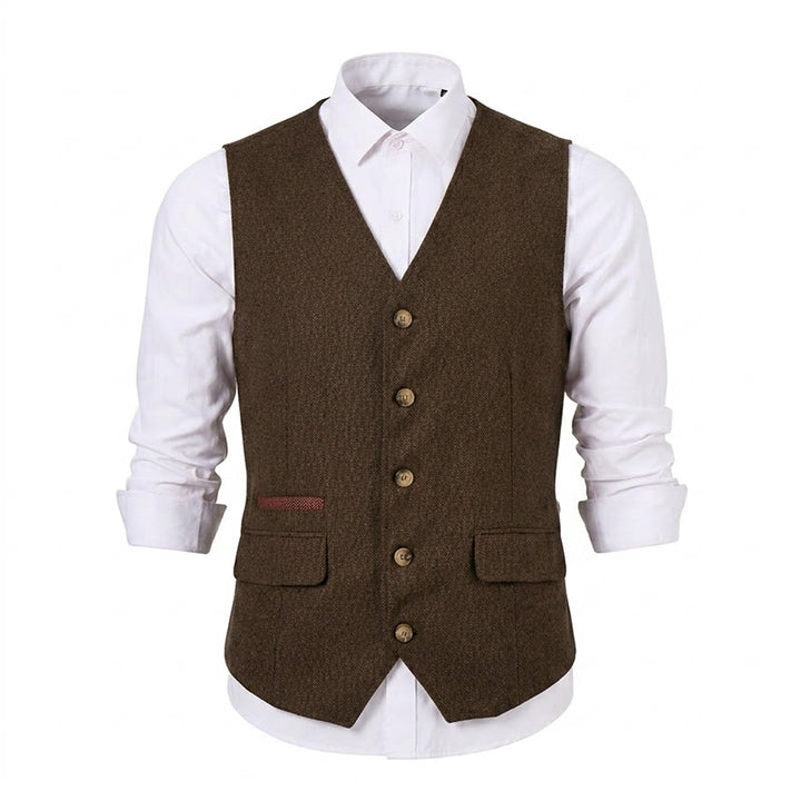 Gilet de costume épais décontracté à chevrons britanniques pour homme - image 36
