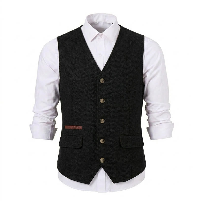 Gilet de costume épais décontracté à chevrons britanniques pour homme - image 28