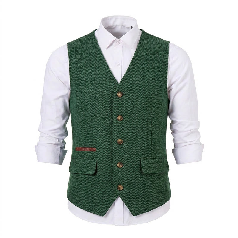 Gilet de costume épais décontracté à chevrons britanniques pour homme - image 27