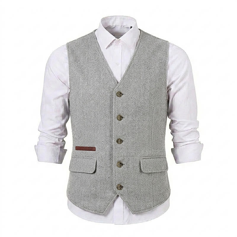 Gilet de costume épais décontracté à chevrons britanniques pour homme - image 32
