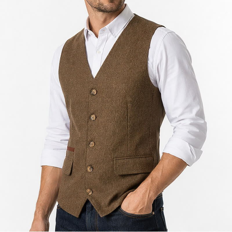 Gilet de costume épais décontracté à chevrons britanniques pour homme - image 2