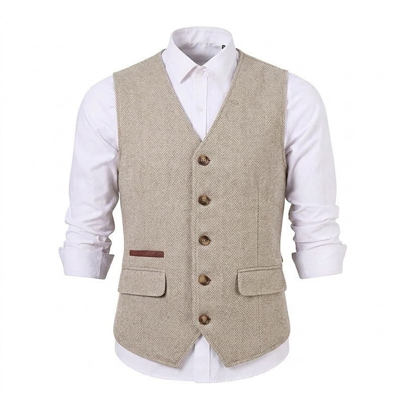 Gilet de costume épais décontracté à chevrons britanniques pour homme - image 33