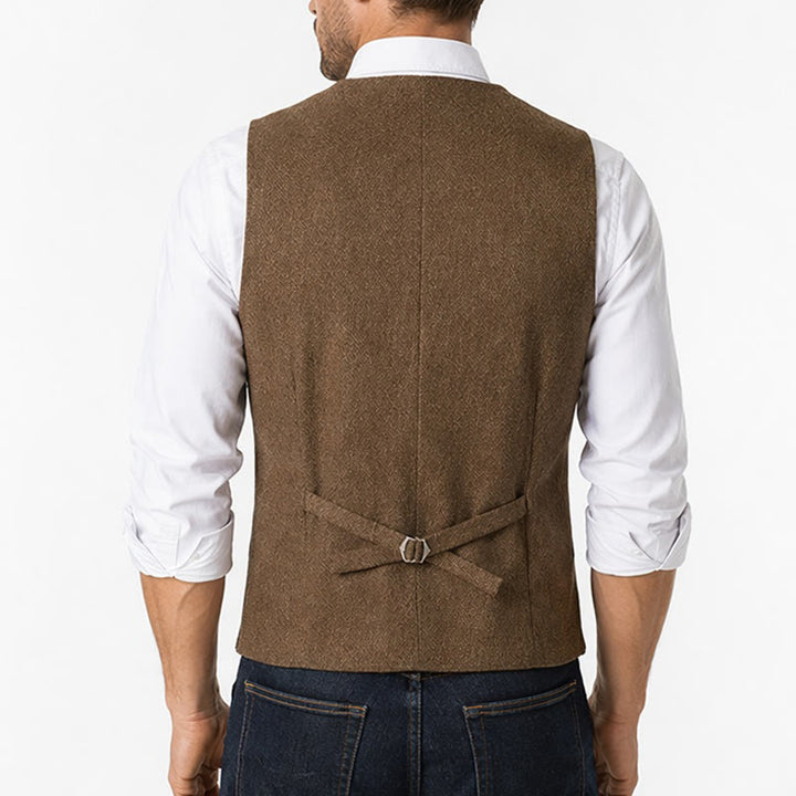 Gilet de costume épais décontracté à chevrons britanniques pour homme - image 3