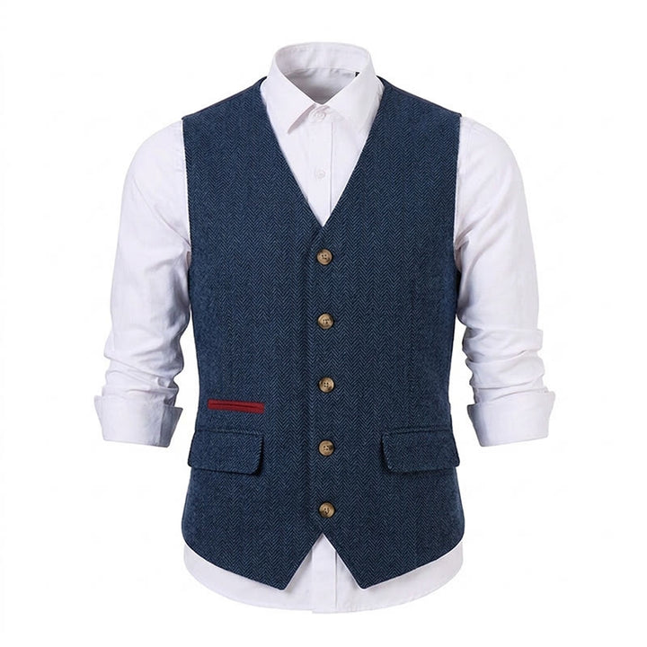 Gilet de costume épais décontracté à chevrons britanniques pour homme - image 35