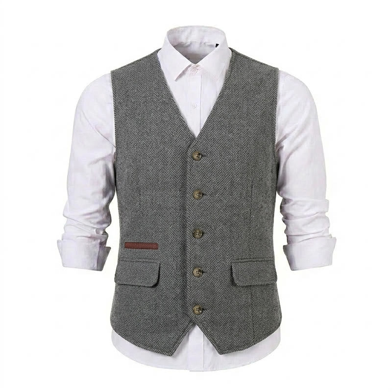 Gilet de costume épais décontracté à chevrons britanniques pour homme - image 30