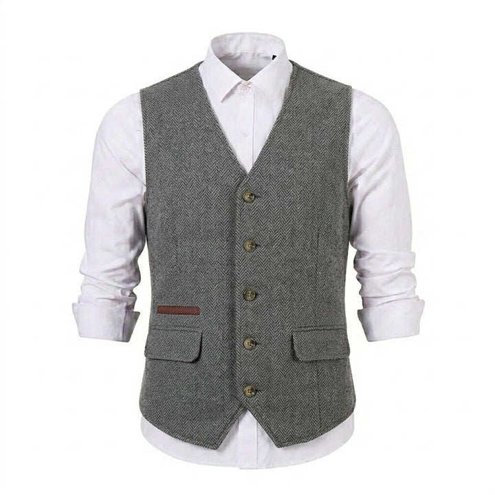 Gilet de costume épais décontracté à chevrons britanniques pour homme - image 30