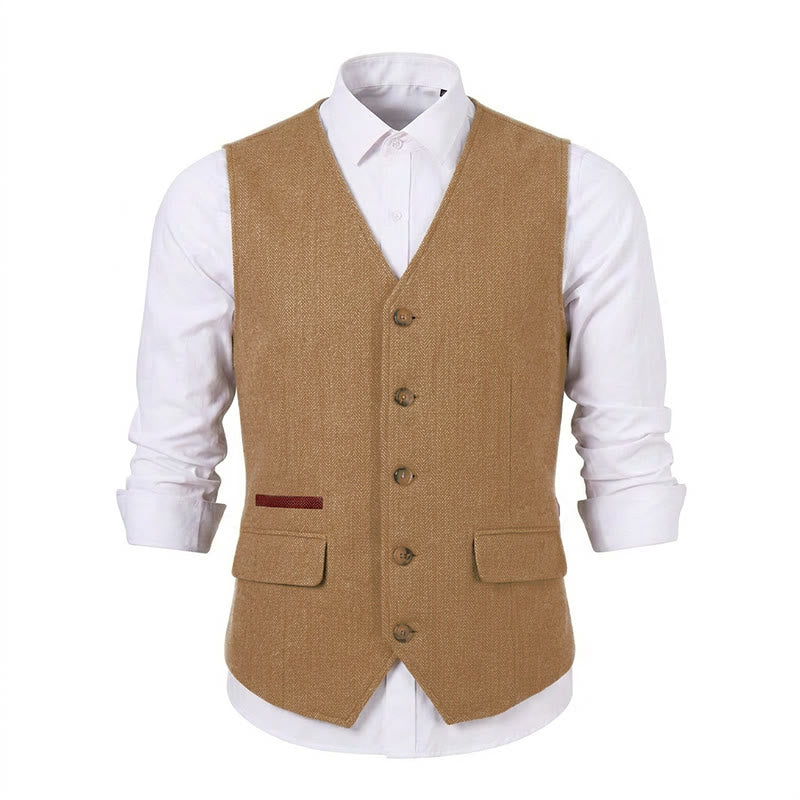 Gilet de costume épais décontracté à chevrons britanniques pour homme - image 26