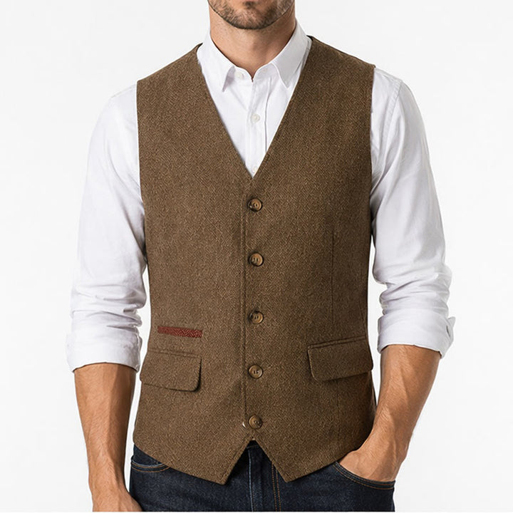 Gilet de costume épais décontracté à chevrons britanniques pour homme - image 1
