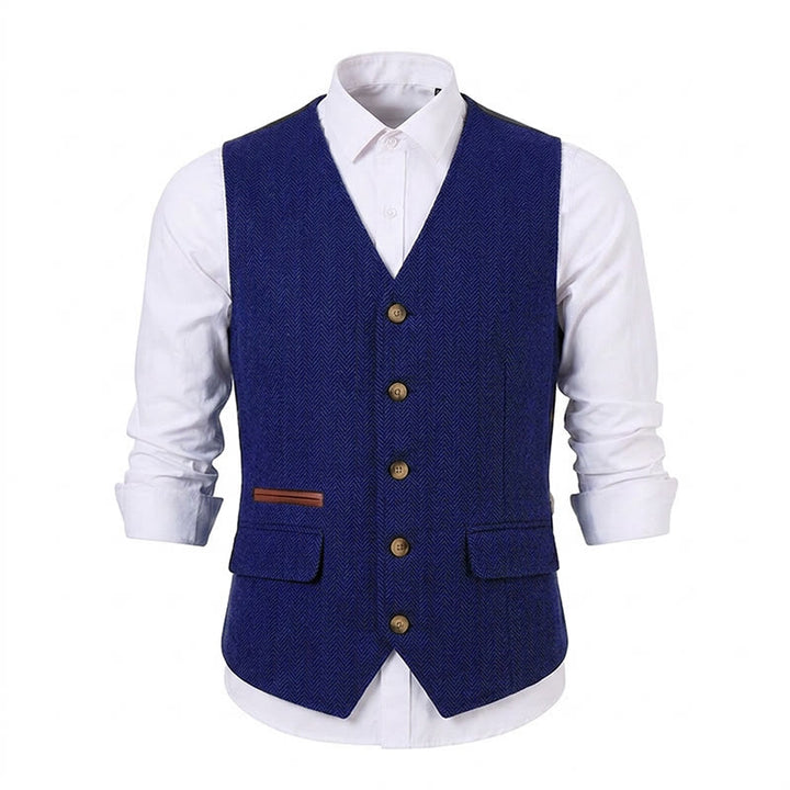 Gilet de costume épais décontracté à chevrons britanniques pour homme - image 34