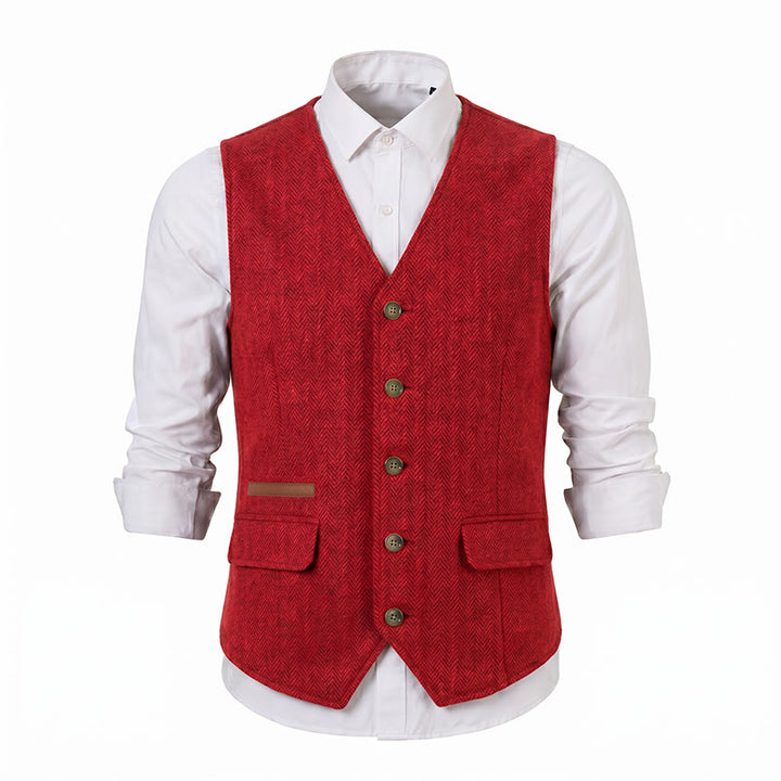 Gilet de costume épais décontracté à chevrons britanniques pour homme - image 29
