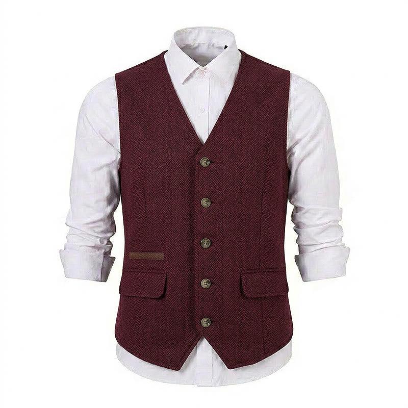 Gilet de costume épais décontracté à chevrons britanniques pour homme - image 31