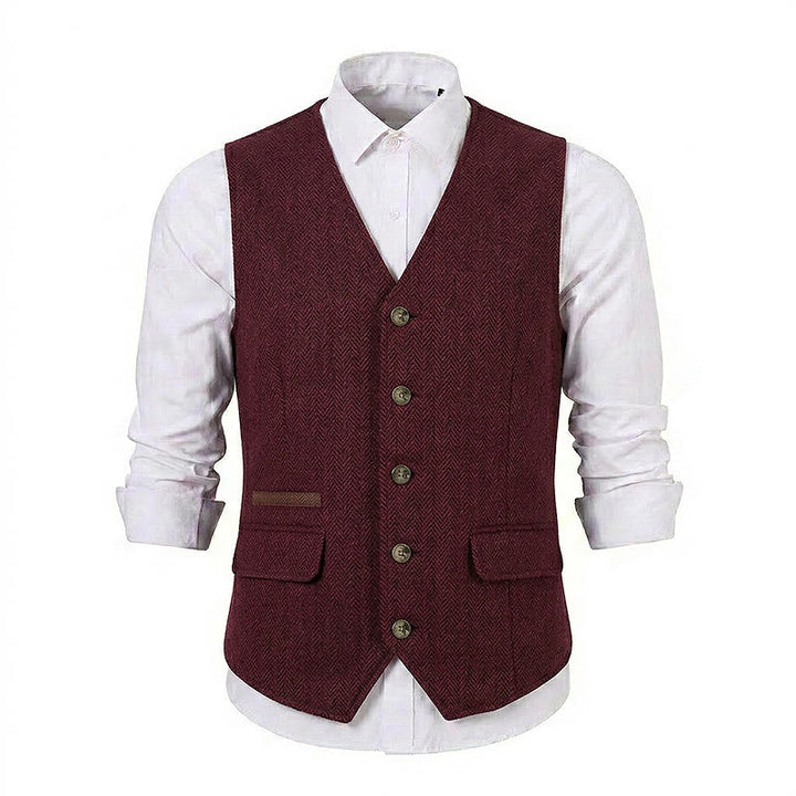 Gilet de costume épais décontracté à chevrons britanniques pour homme - image 31
