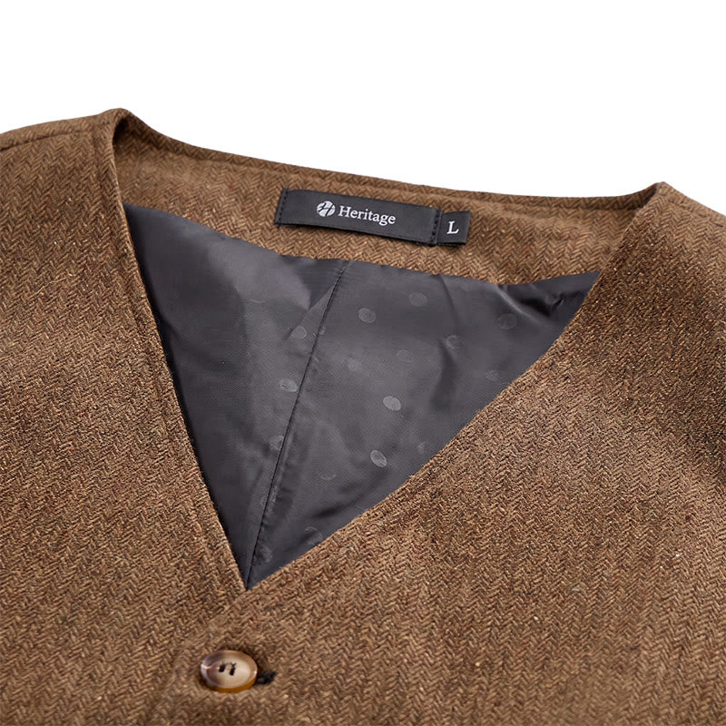Gilet de costume épais décontracté à chevrons britanniques pour homme - image 17