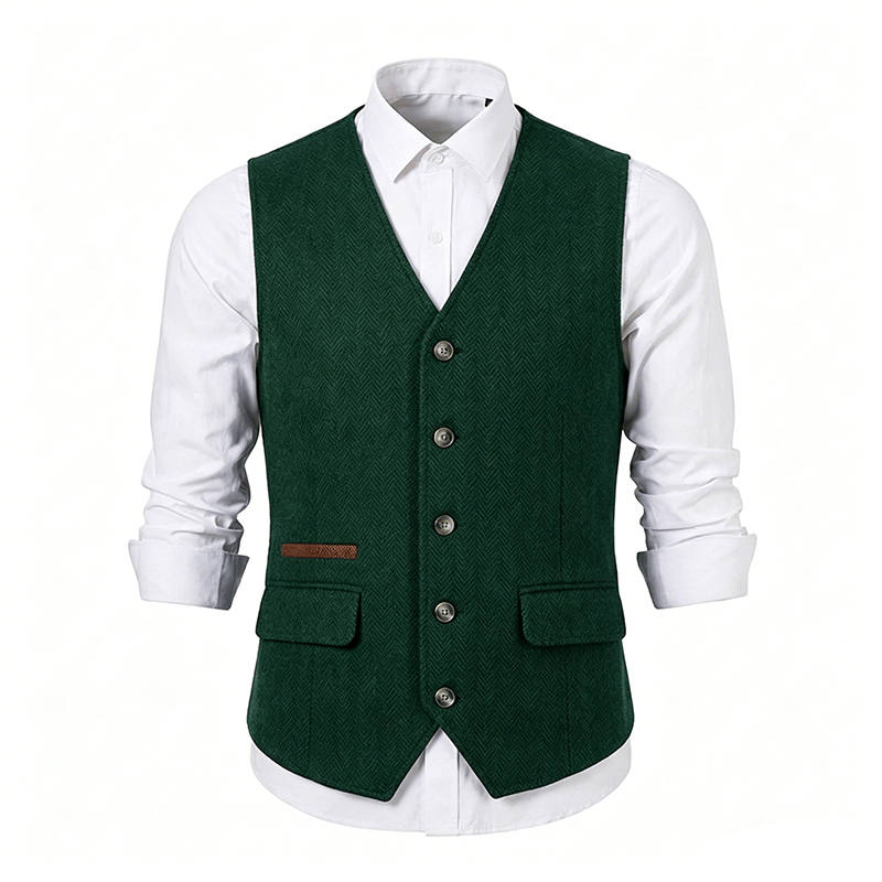Gilet de costume épais décontracté à chevrons britanniques pour homme - image 24