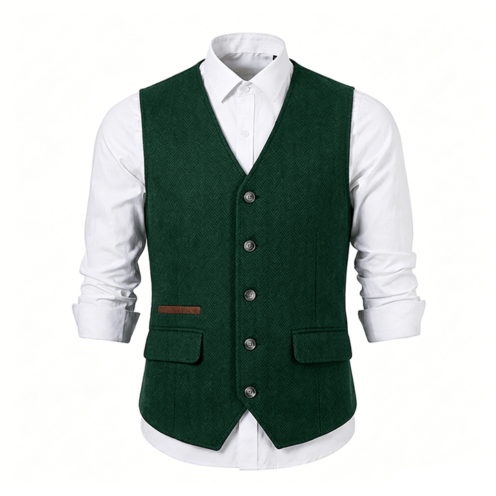 Gilet de costume épais décontracté à chevrons britanniques pour homme - image 24