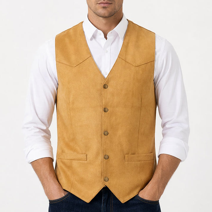 Gilet décontracté en daim style western pour homme - image 1