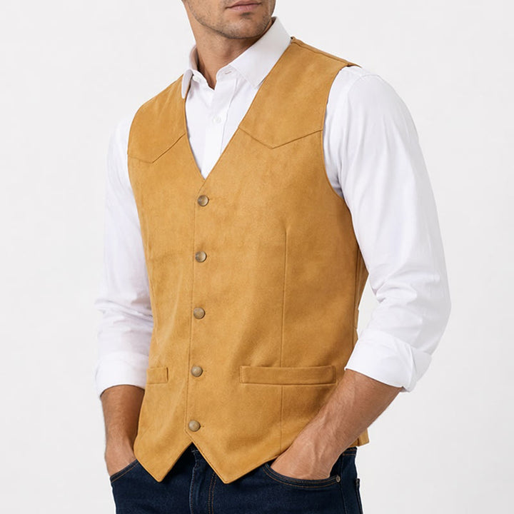 Gilet décontracté en daim style western pour homme - image 2