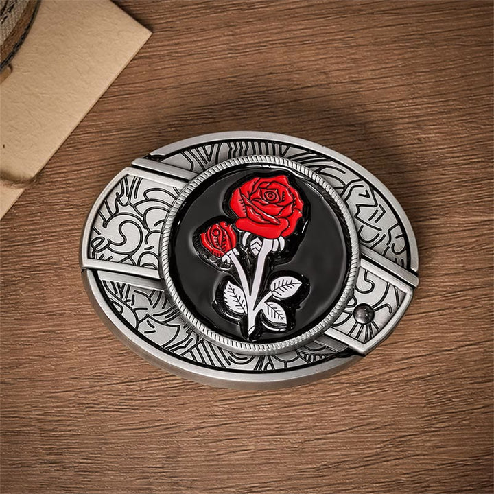 Ceinture en cuir avec boucle de couteau pliant dissimulé et rose rouge romantique à faire soi-même - image 10