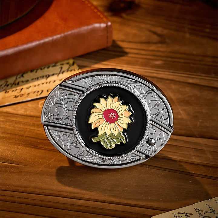 Ceinture en cuir avec boucle de couteau pliant caché Sunshine Sunflower à faire soi-même - Tournesol - Sans ceinture - Ceinture non incluse - image 0