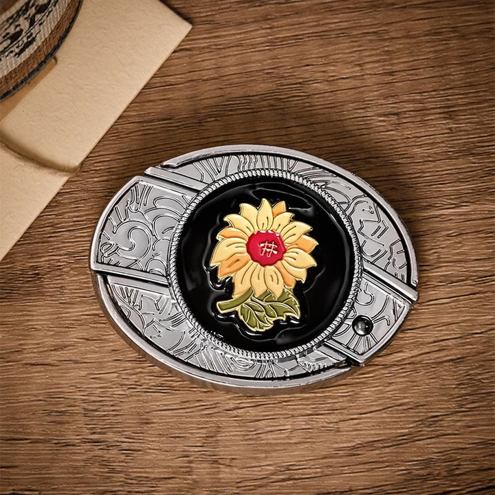 Ceinture en cuir avec boucle de couteau pliant caché Sunshine Sunflower à faire soi-même - image 10
