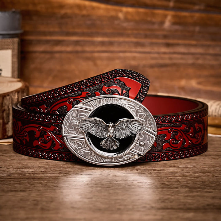 Ceinture en cuir avec boucle de couteau pliant dissimulé Black Freedom Eagle à faire soi-même - Aigle - Ceinture sculptée marron - 42 - image 6
