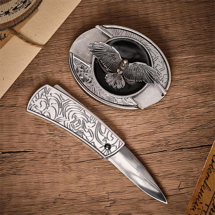 Ceinture en cuir avec boucle de couteau pliant dissimulé Black Freedom Eagle à faire soi-même - image 1