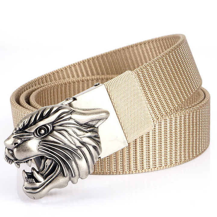 Ceinture en nylon à tête de tigre rugissante pour homme