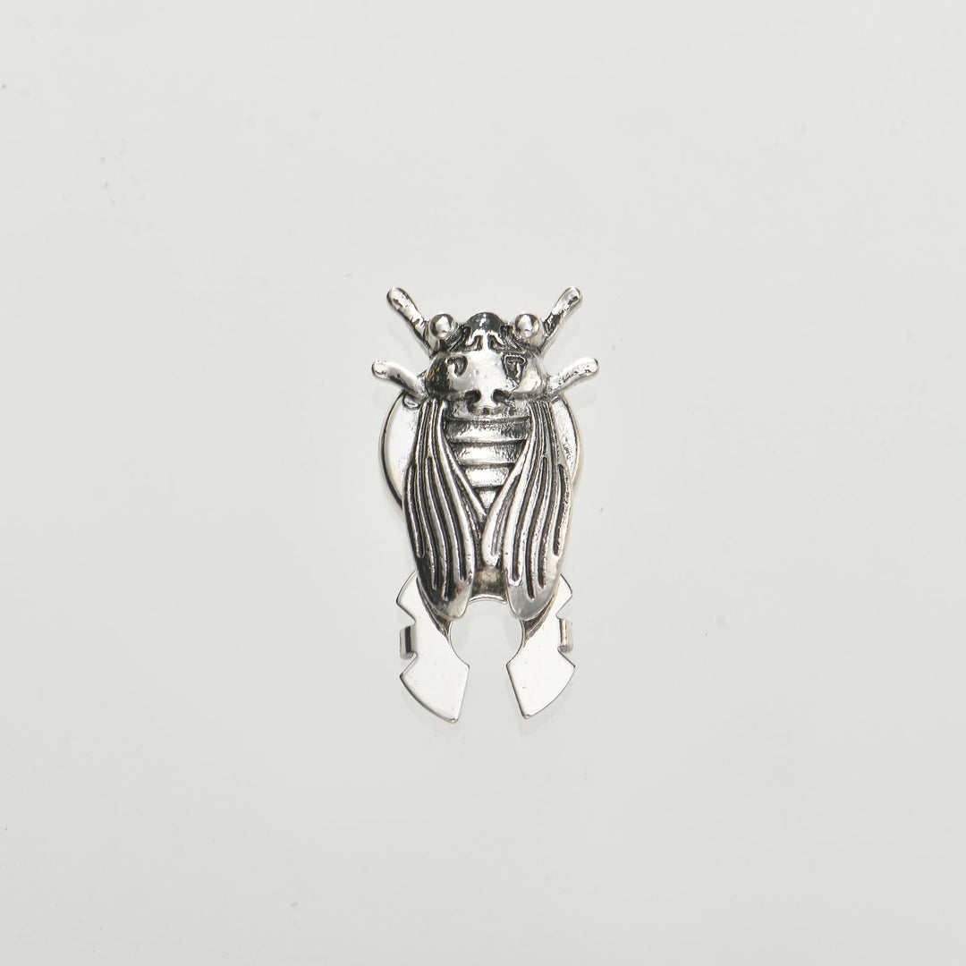 1 paire de couvre-boutons de chemise à pression, motif cigale d'entomologiste - Argent - Style n° 1 - image 3