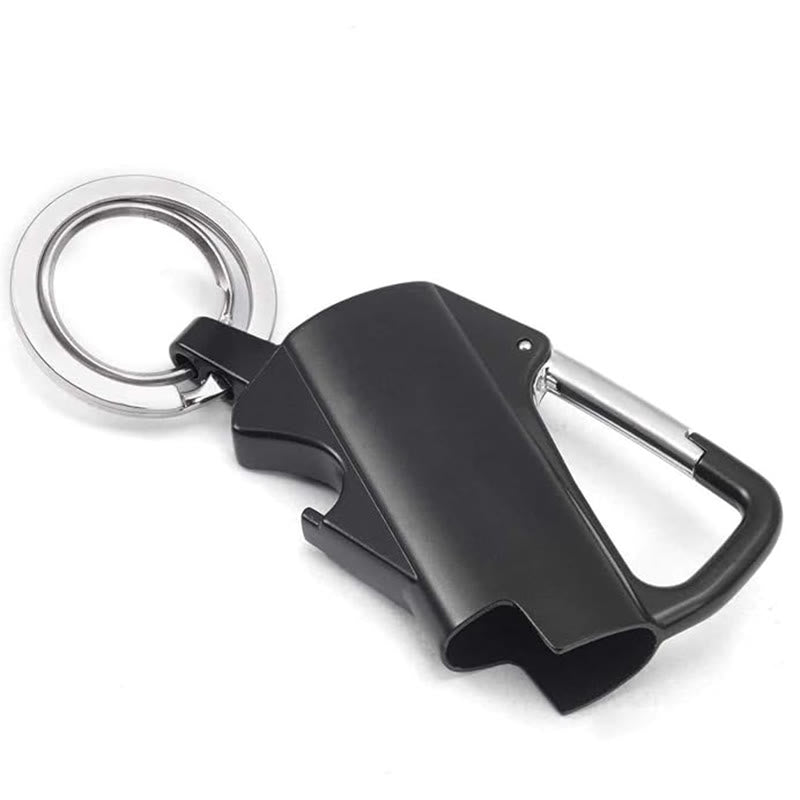 Porte-clés EDC 3 en 1 avec mousqueton et étui à briquet - Noir - image 1