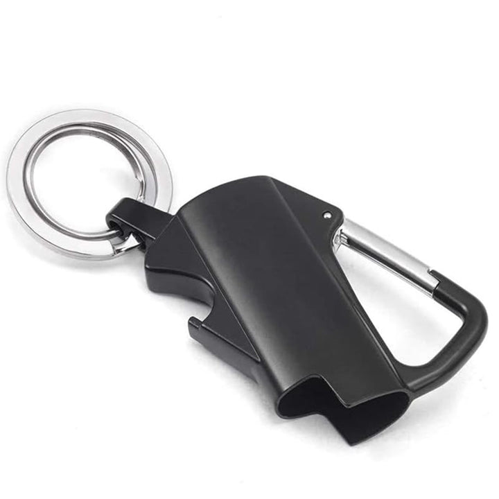 Porte-clés EDC 3 en 1 avec mousqueton et étui à briquet - Noir - image 1