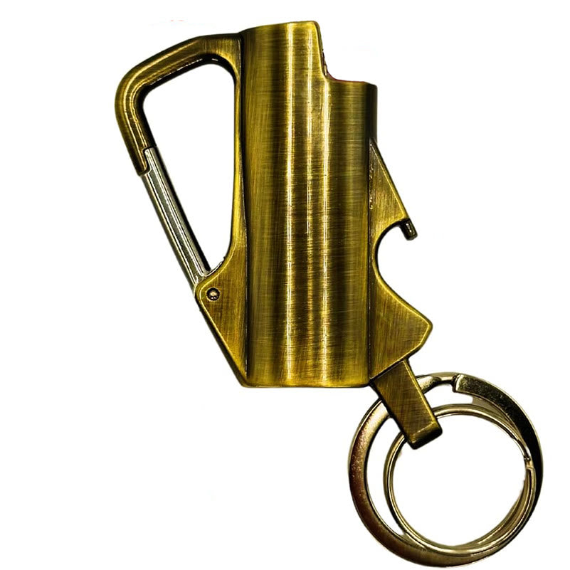 Porte-clés EDC 3 en 1 avec mousqueton et étui à briquet - Bronze - image 6