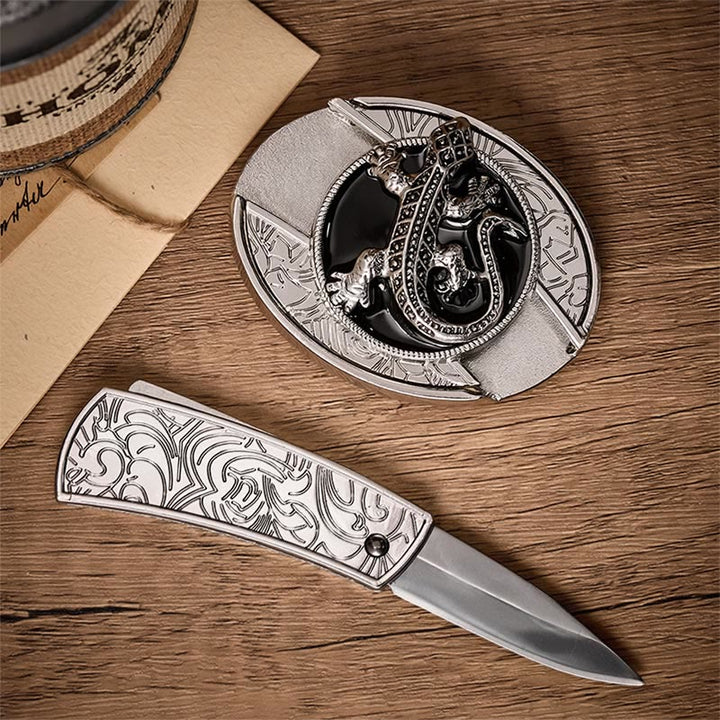 Ceinture en cuir avec boucle de couteau pliant caché Desert Lizard à faire soi-même - image 1