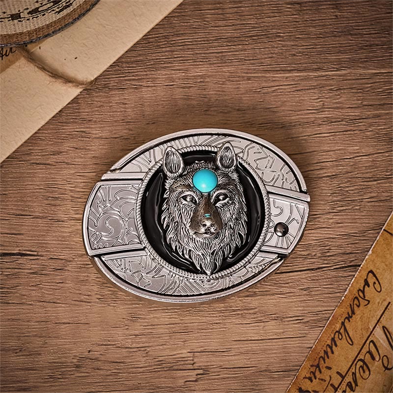 Ceinture en cuir avec boucle de couteau pliant caché Turquoise Wolf à faire soi-même - image 10