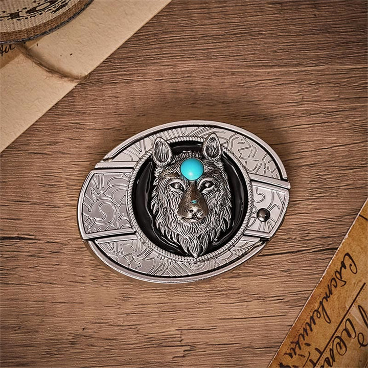 Ceinture en cuir avec boucle de couteau pliant caché Turquoise Wolf à faire soi-même - image 10