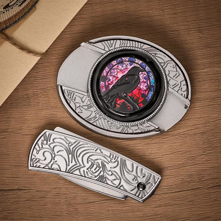 Ceinture en cuir avec boucle de couteau pliant caché Witchy Raven à faire soi-même - image 9