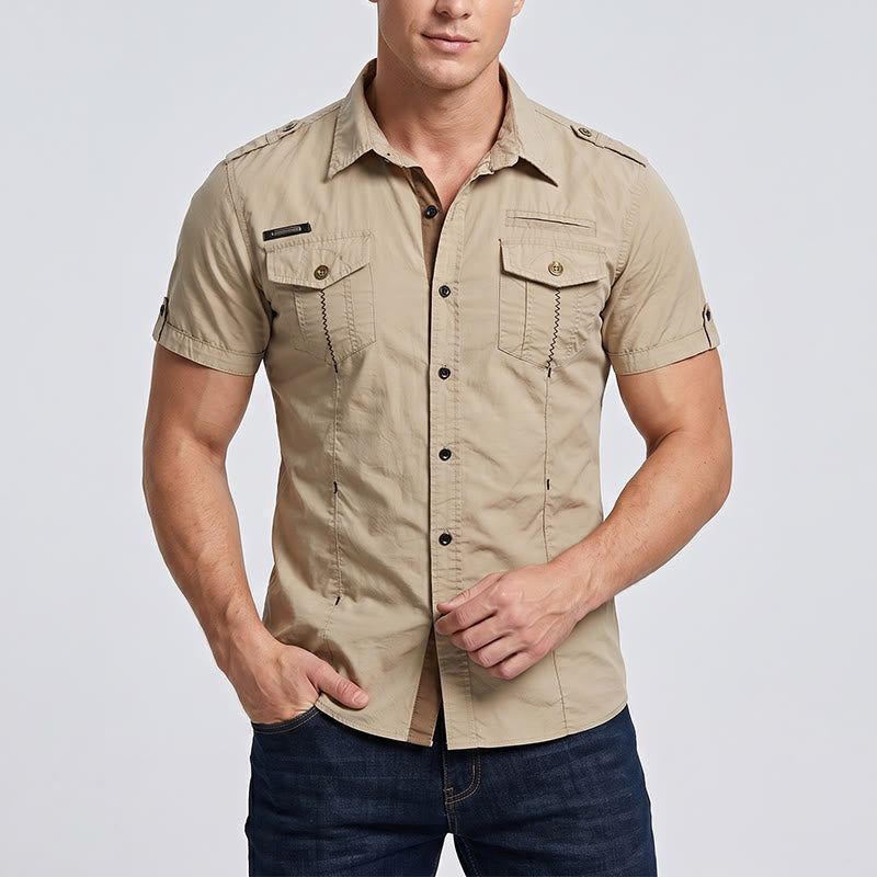 Chemise de travail moderne de style militaire pour homme, idéale pour les activités de plein air. - image 1