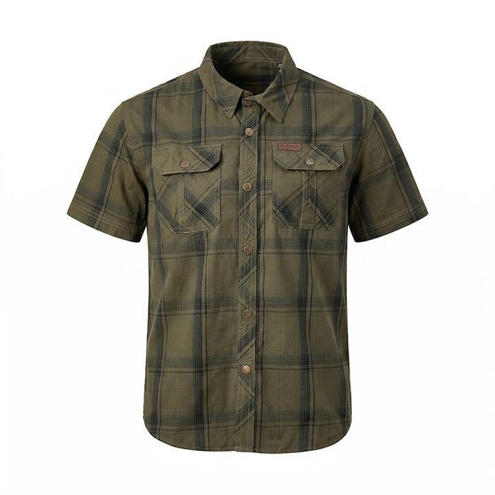 Chemise à carreaux vintage pour homme avec poches poitrine à rabat - image 11
