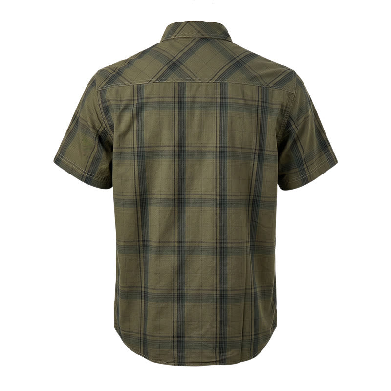Chemise à carreaux vintage pour homme avec poches poitrine à rabat - image 12