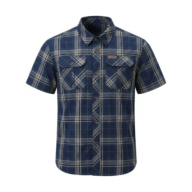 Chemise à carreaux vintage pour homme avec poches poitrine à rabat - image 13