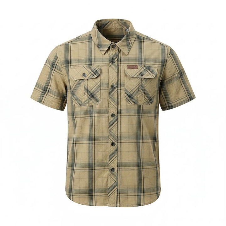 Chemise à carreaux vintage pour homme avec poches poitrine à rabat - image 14