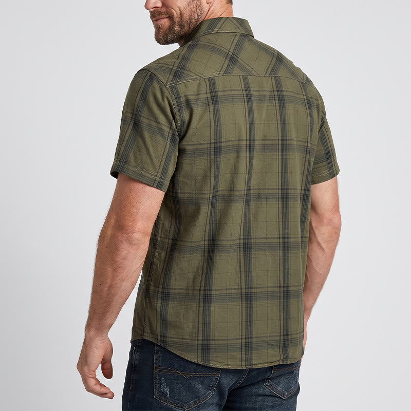 Chemise à carreaux vintage pour homme avec poches poitrine à rabat - image 2