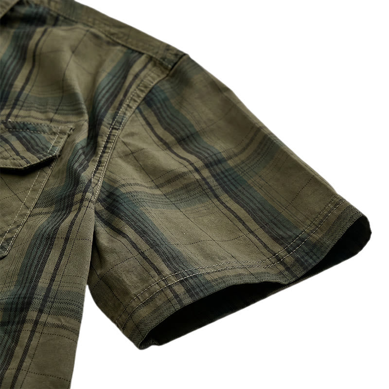 Chemise à carreaux vintage pour homme avec poches poitrine à rabat - image 10