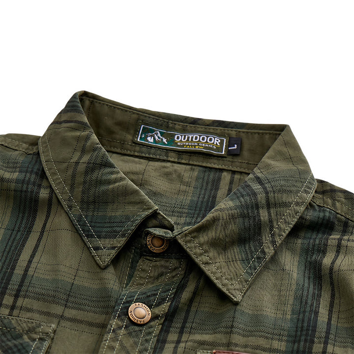 Chemise à carreaux vintage pour homme avec poches poitrine à rabat - image 6