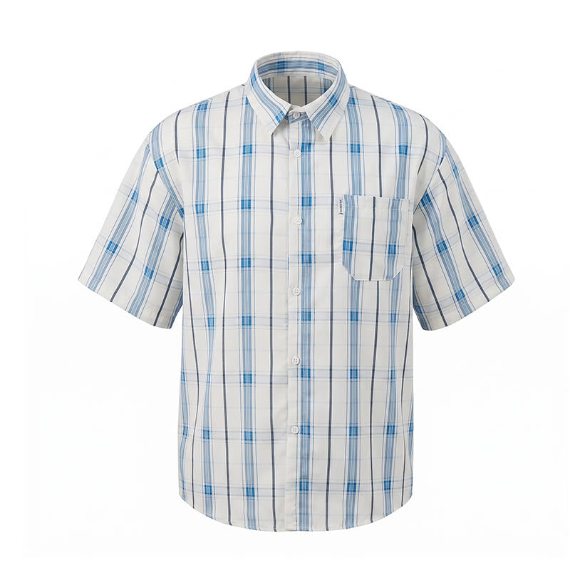 Chemise à carreaux rayée classique sur fond crème, idéale pour le bureau au quotidien. - image 11